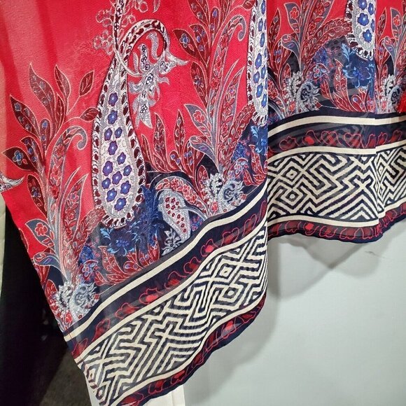 Lane Bryant Womens Blouse Top V Neck Kimono Sleeve Floral Print Red Blue 14/16. - Picture 6 of 15